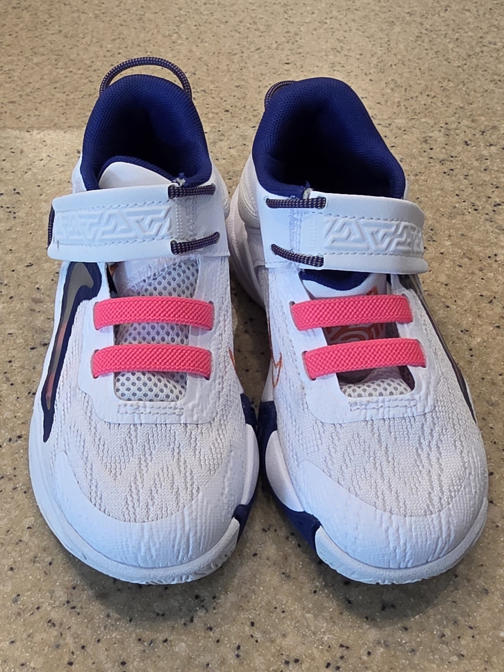 Nike Kids White Athletic Sneakers with Bright Pink Accents
